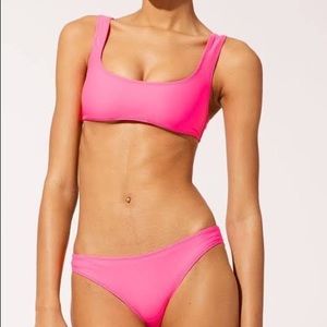 Solid and striped Elle bikini set pink
